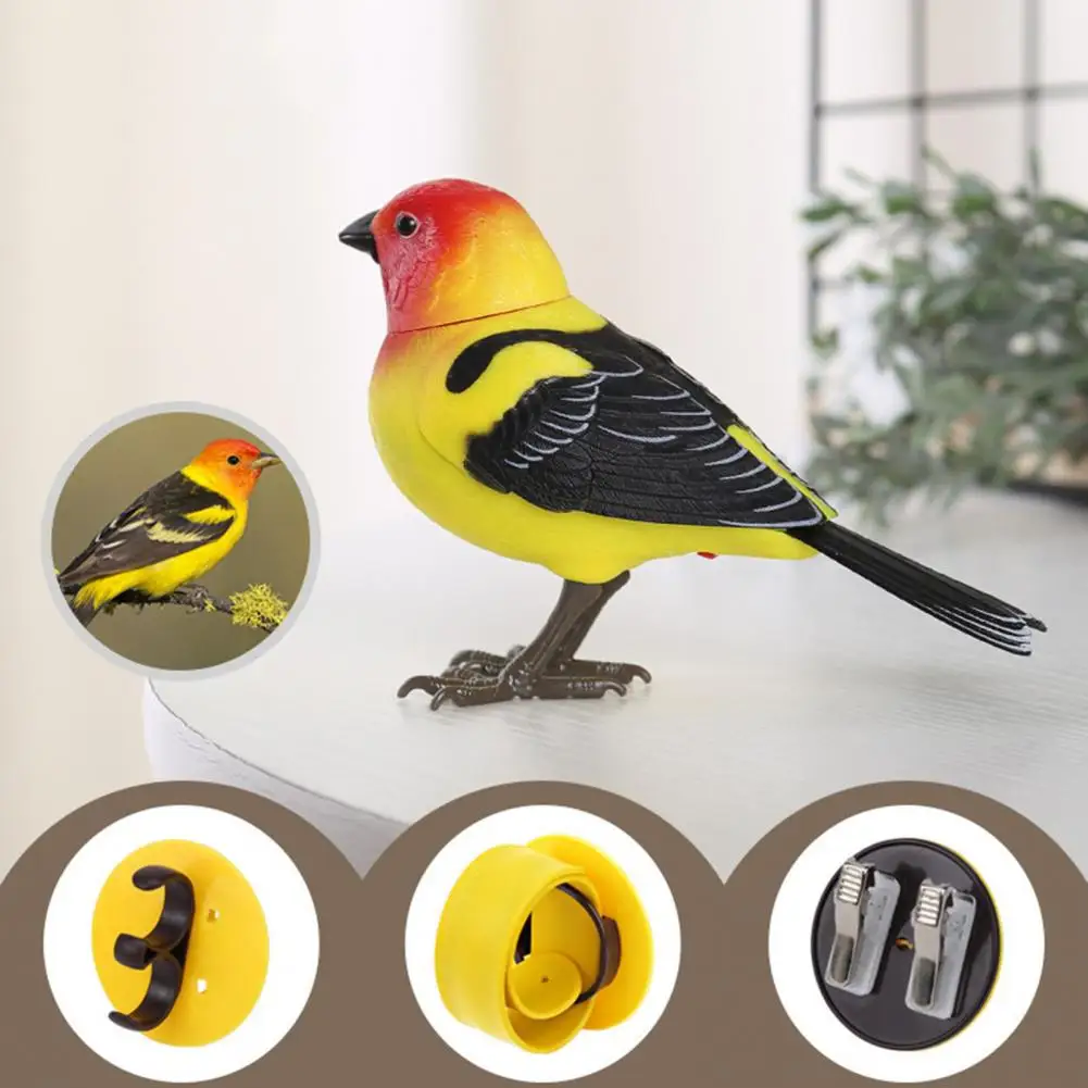 Fake Bird Decoration Singing Bird Toy with Light Sound Battery Operated Fake Bird Model with Movable Mouth for Kids for Lovers