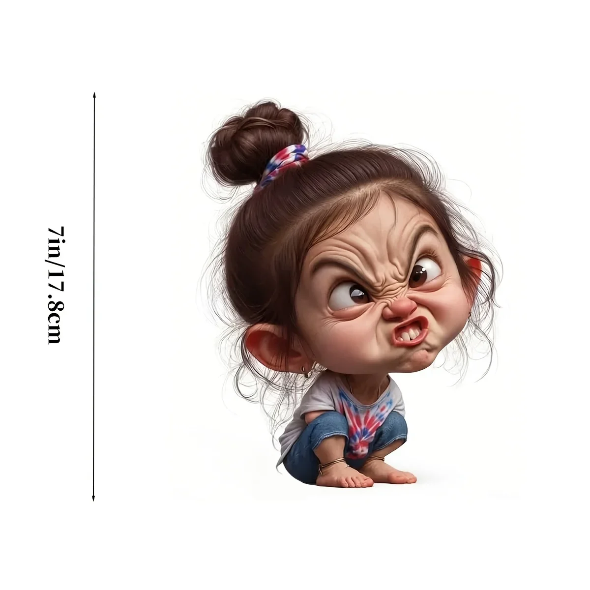 Sassy Angry Girl 2D Flat Vinyl Sticker, Waterproof Self-adhesive Decal for Car Laptop Water Bottle Smooth Surfaces DIY Decor