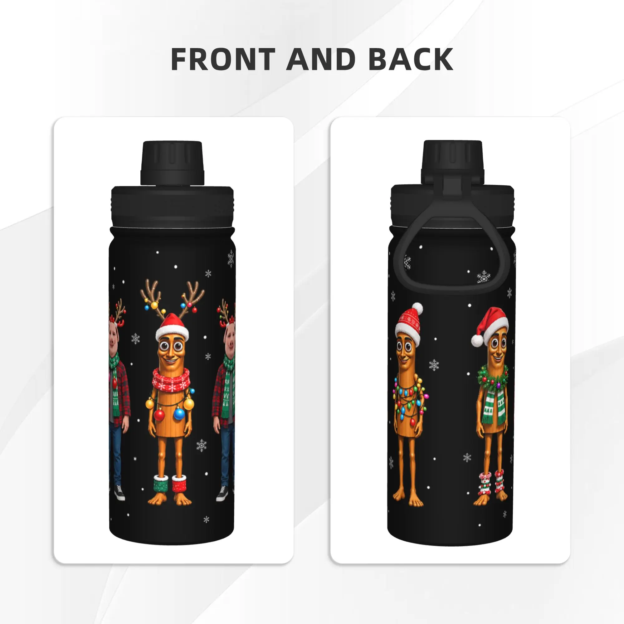 Christmas Lights Tung Sahur John Pork Santa 18OZ Sports Insulated Kettle  Thermal Cup Vacuum Flask Car Mug Spill Proof
