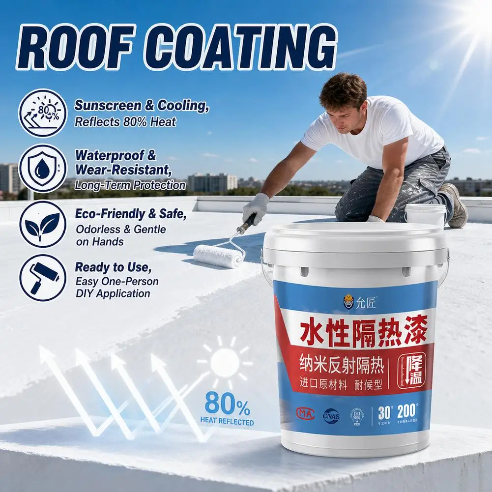 Water Based Thermal Insulation Paint Solar Reflective Cooling Roof Coating Waterproof Heat Shield For Roof Coating