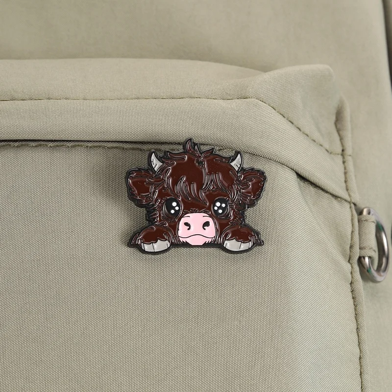 Schottische Highland-Rinder Emaille-Pins: Niedliche Cartoon-Broschen für Kleidung, Taschen, Schmuck – Dekorative, niedliche Anstecknadeln als Geschenke – Detail 5