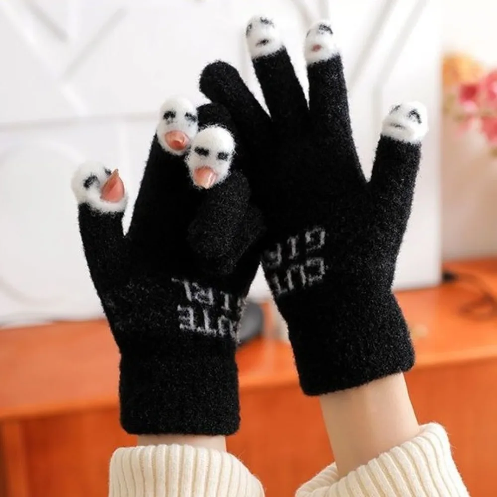 New Winter Knitted Gloves Thickened Women's Warm Gloves Soft Feel Coldproof Leaky Finger Gloves for Touch Screen