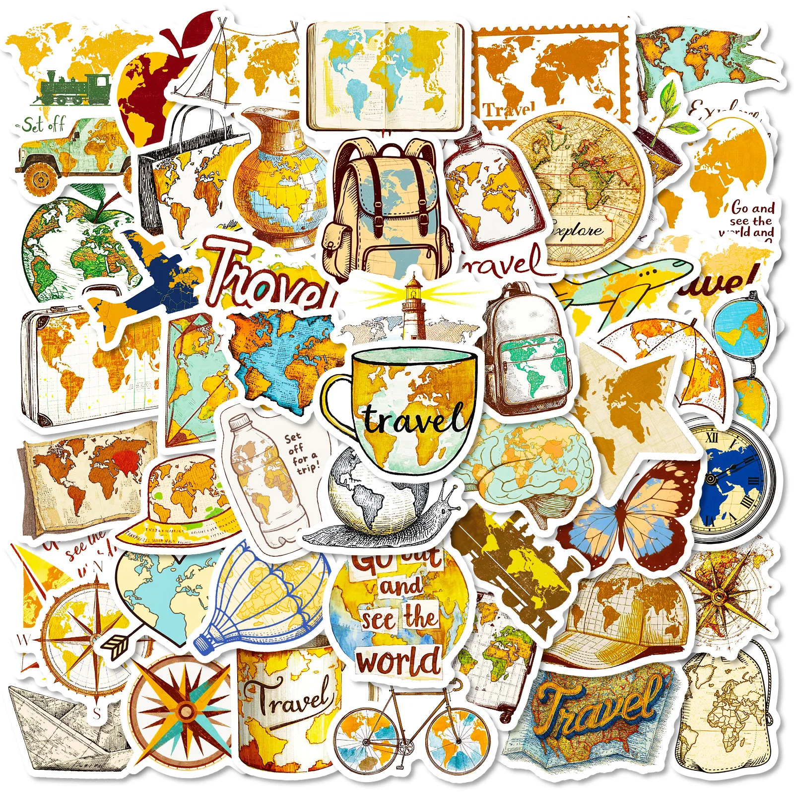 

50 шт. карты путешествий, наклейки в стиле граффити, различные мультяшные креативные справочники, скейтборды, детские обучающие канцелярские принадлежности, декоративные St