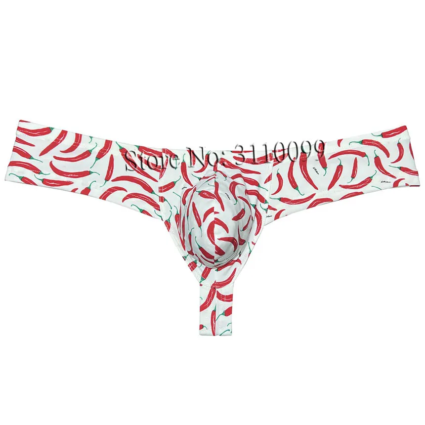 5PCS Men\'s Cheeky Boxer Thong Printed Skimpy Tanga Hipster Bikini 1/3 Rear Bottoms Underwar