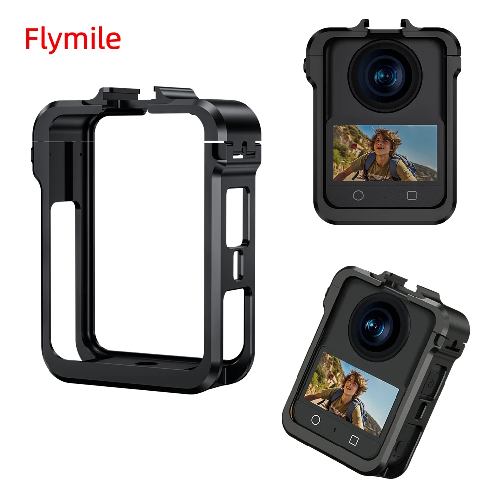 

Flymile Camera Cage Metal Case for DJI Osmo 360 Accessories Cold Shoe Expansion Mount Safty Lock Protective Frame Black