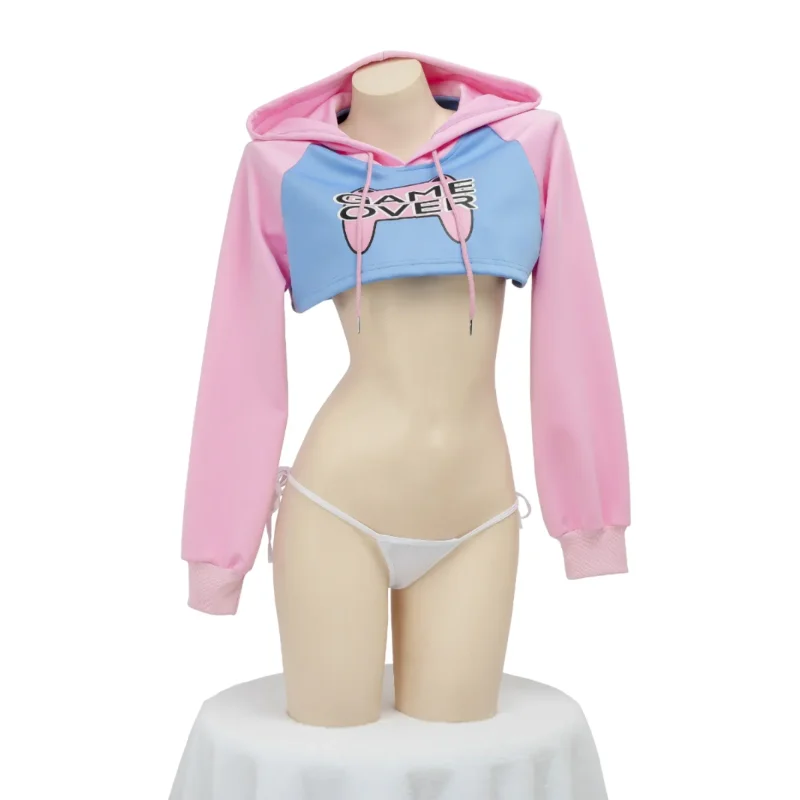 

Game Over Anime Girl Pink Blue Short Hoodie Hooded Uniform Cosplay Costume Women Underwear Cute Hoodie Pajamas Outfits
