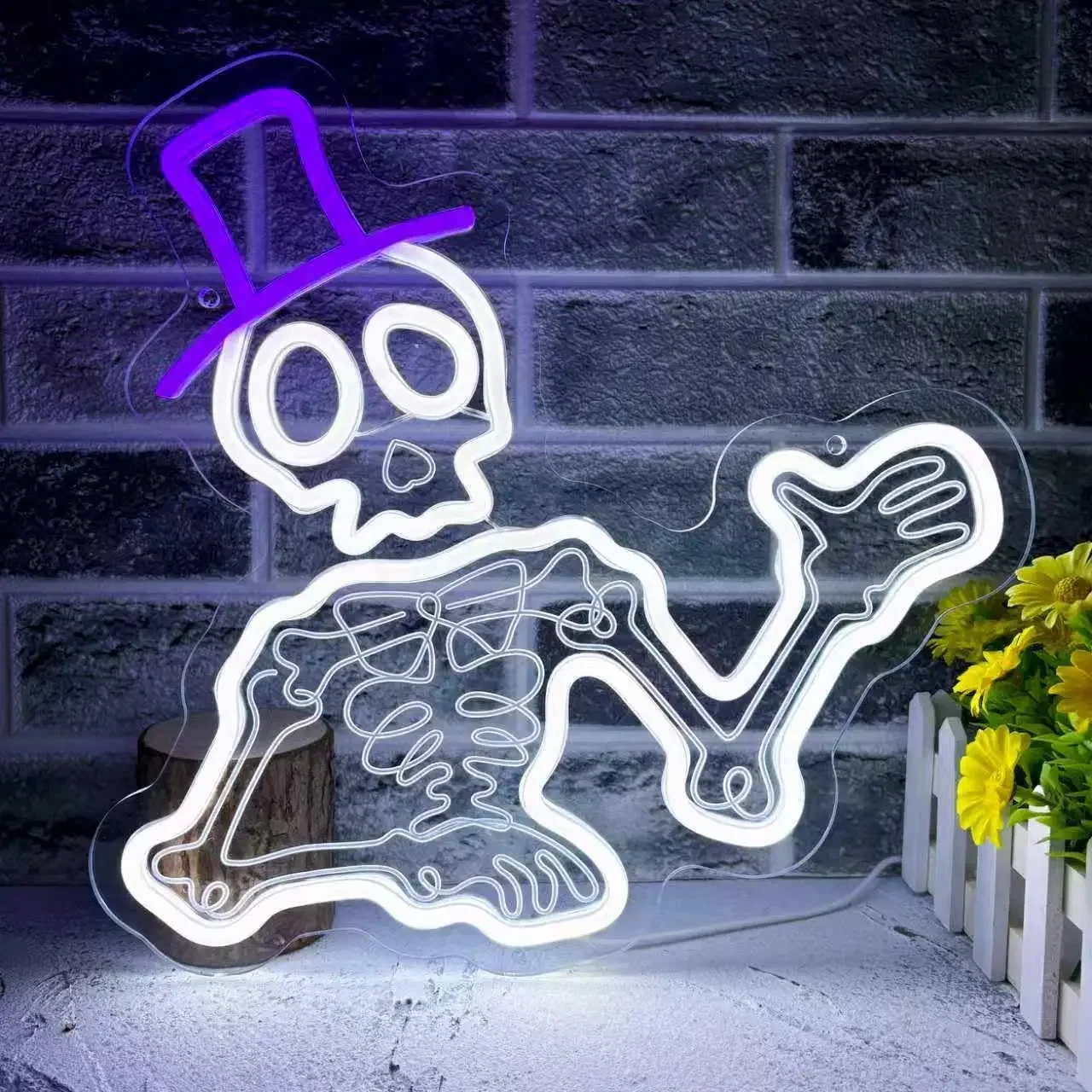 Skeleton Neon Sign, USB Powered LED Neon Light, Halloween Party Gaming Room Bedroom Bar Club Holiday Decoration Gift Night Light
