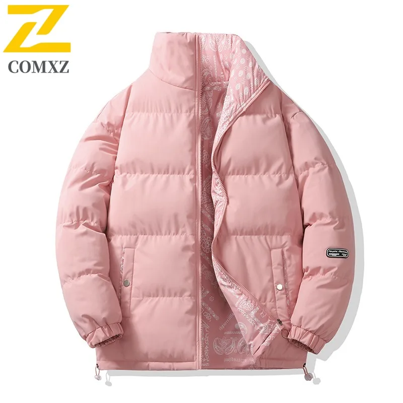 COMXZ Lightweight Parker Coat Thick Stand Collar Minimalist Skiing Cotton Padded Jacket High Quality Winter Jacket Mens Clothing