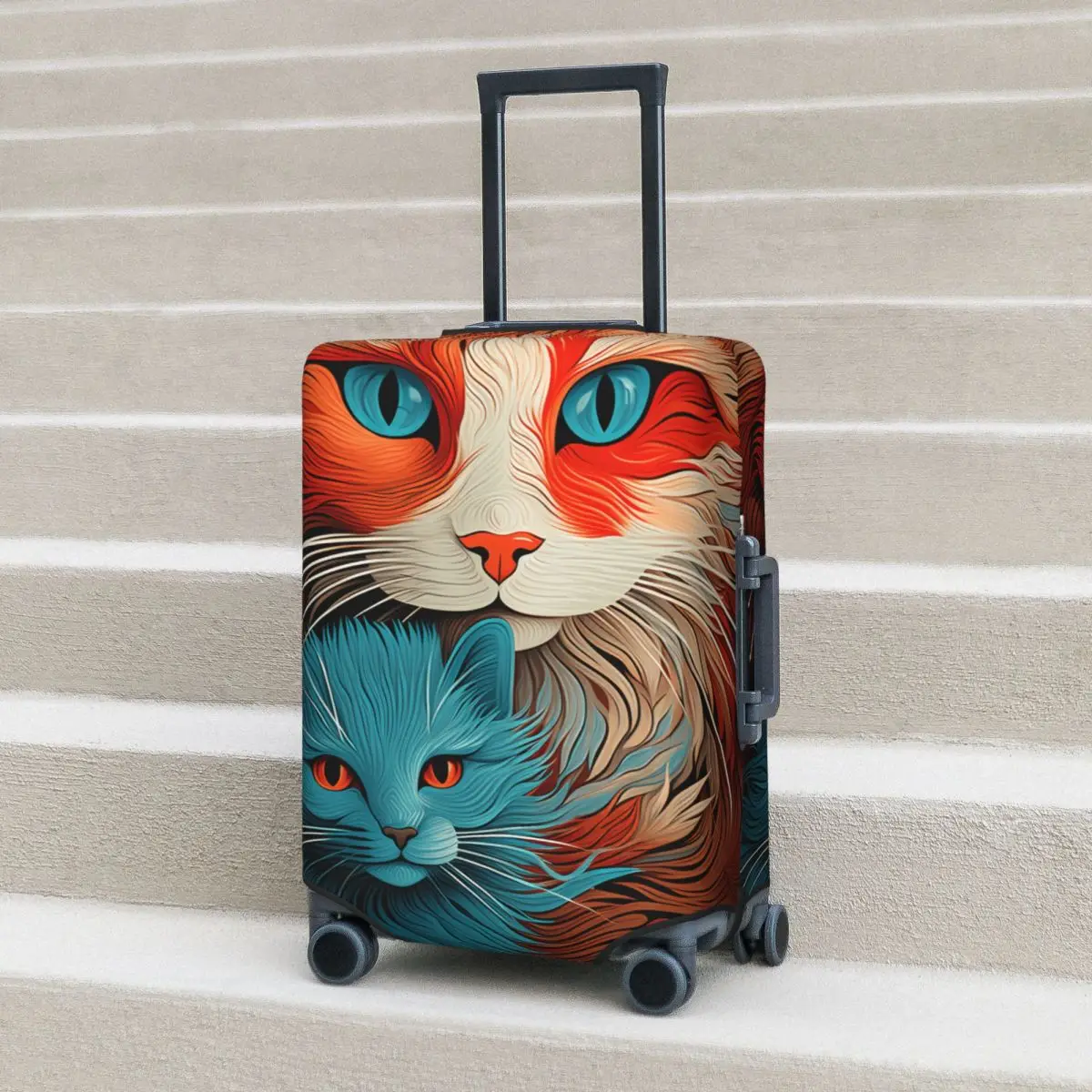 

Cute Cat Suitcase Cover Flight Animals Fun Luggage Case Business Protection