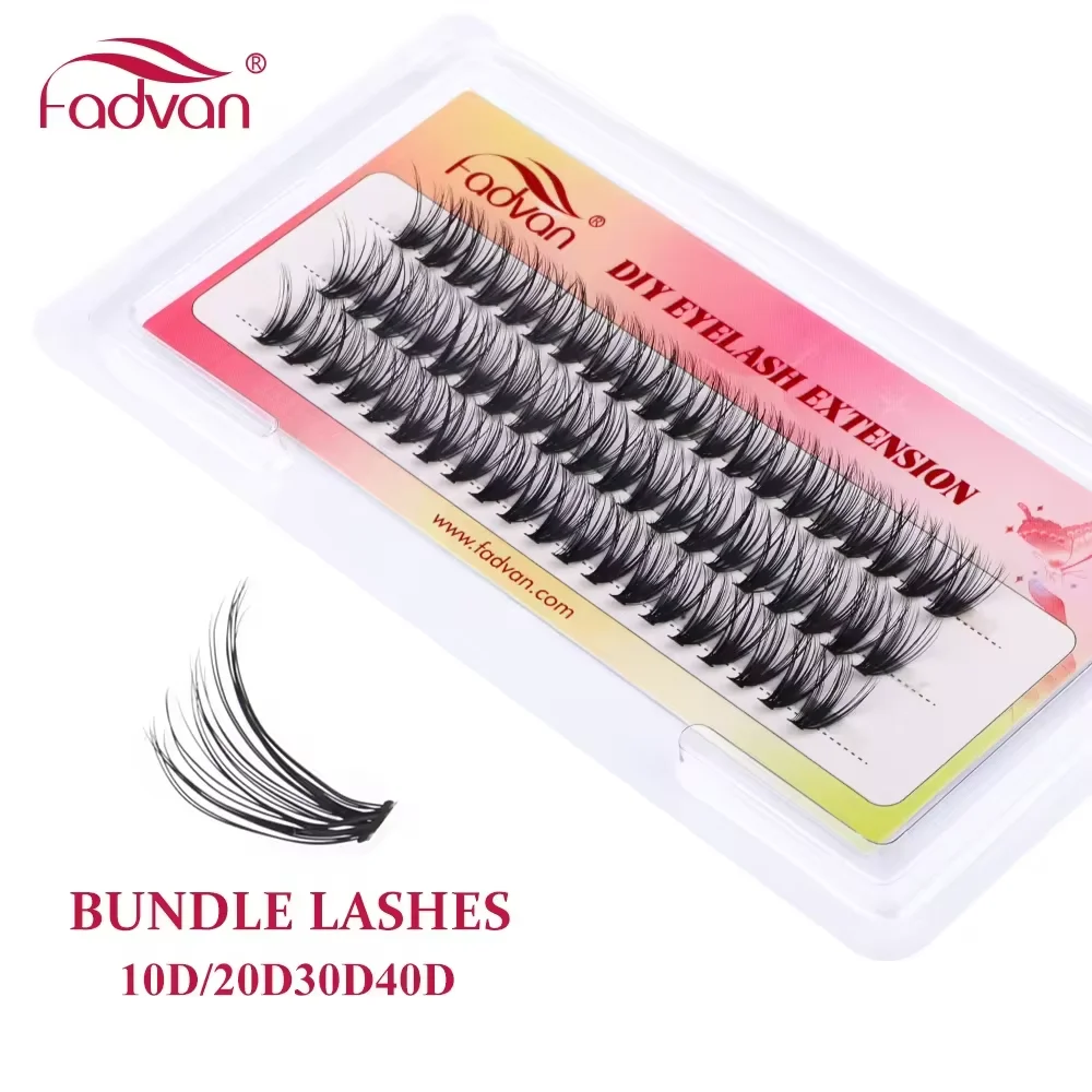 Fadvan Individual Cluster Lashes Faux Mink Premade Volume Fan Eyelash Extension Heat Bonded Cluster Lash Self-grafting Supplies