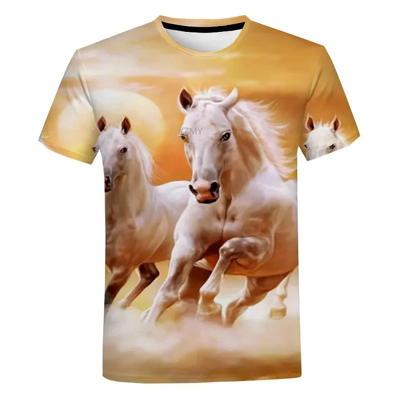 Summer 3d Horse Print Ladies Clothing Top  Women O-neck Harajuku Tee Shirt Casual Streetwear Short Sleeve Tshirt