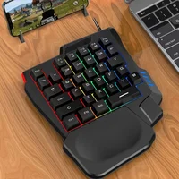 1 teclado RGB para juegos de una sola mano Mini USB ultrafino con cable 35 teclas teclado retroiluminado con una sola mano para ordenador PC portátil