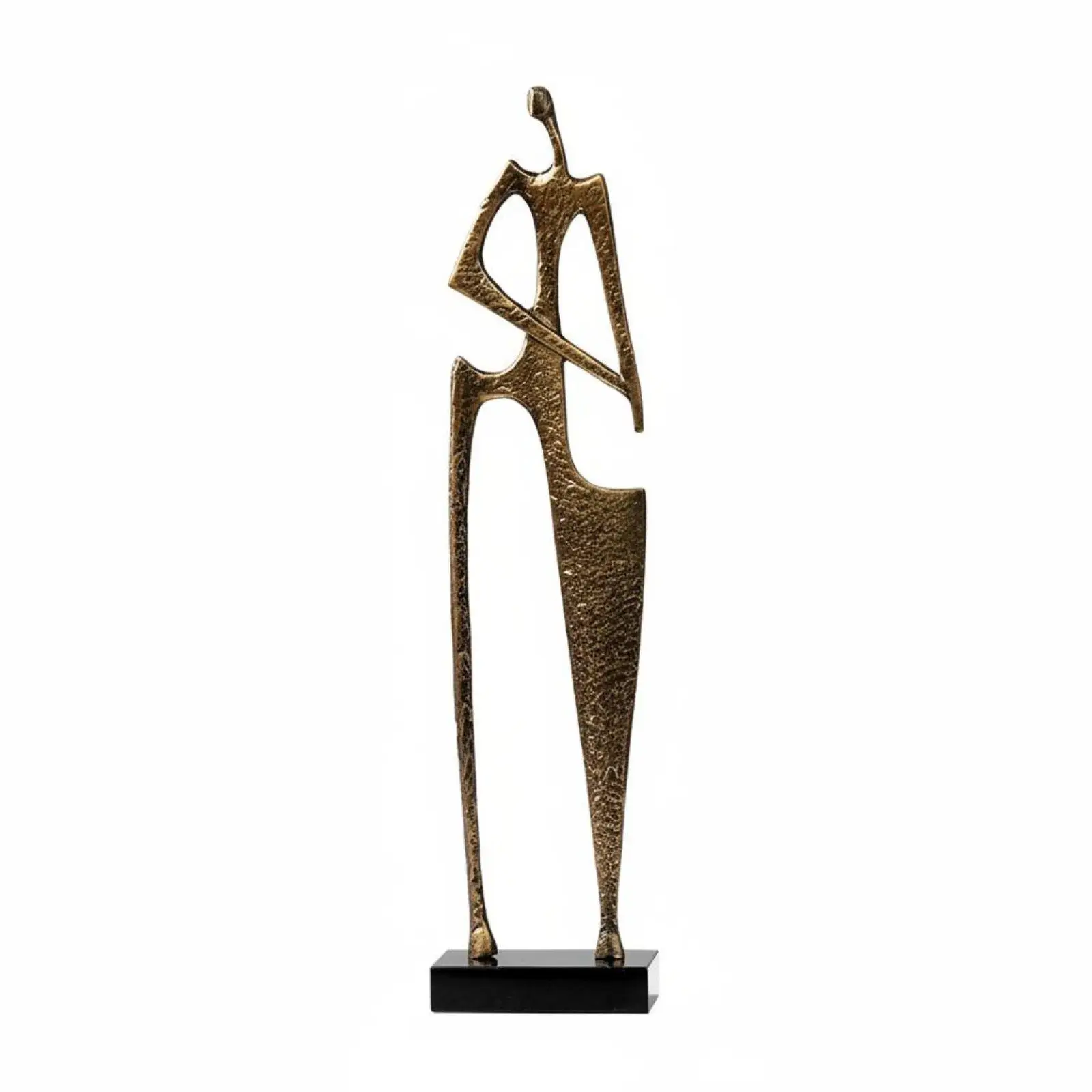 Abstract Art Figurine Unique Metal Sculpture Decorative Figure with Marble Base for Rustic Elegant Interior Design