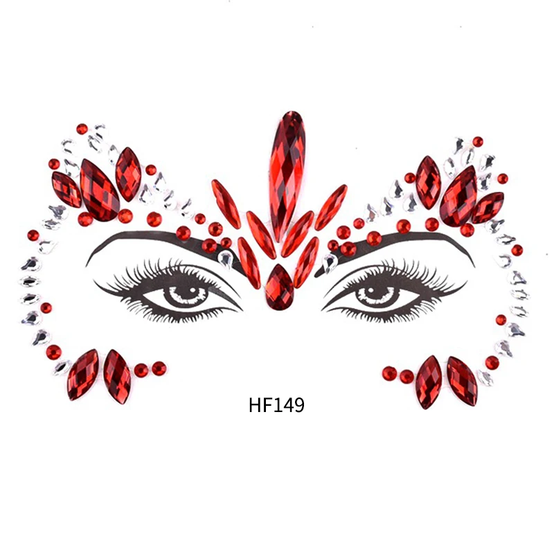 3D Sexy Face Tattoo Stickers Face Decoration Temporary Tattoo Glitter Fake Tattoo Rhinestones Woman Party Face Eyes Jewels Tatoo
