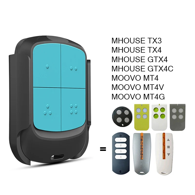 

For MHOUSE GTX4 TX3 TX4 GTX4C Garage / Gate Remote Control Compatible With MOOVO MT4 MT4V MT4G 433 MHz Rolling Code