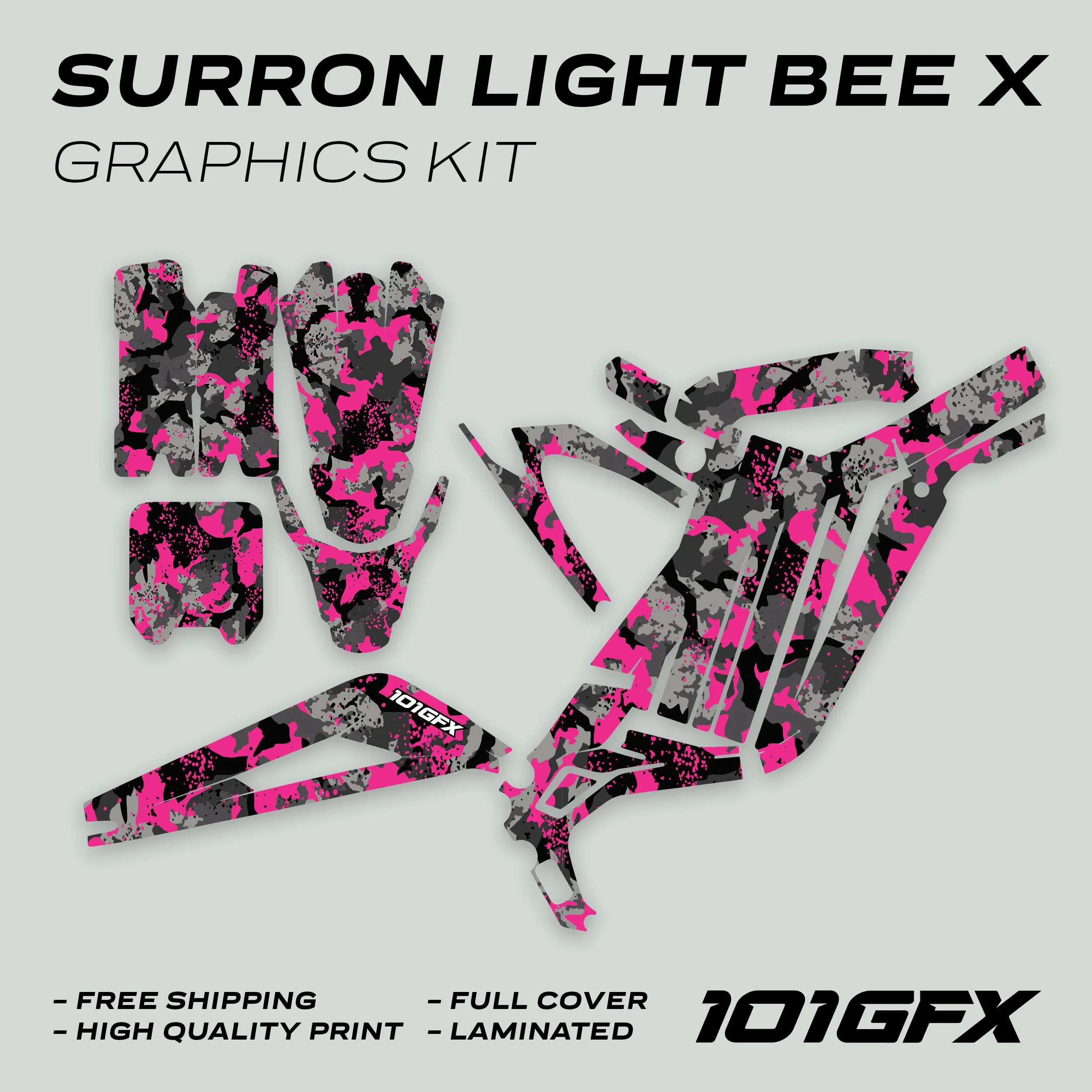 Graphics Kit SPLAT CAMO PURPLE Decals Stickers Laminated Thick  L1E For Surron Light Bee X
