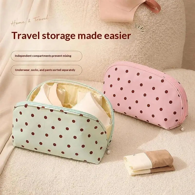 1Pcs Travel Organizing Bras Socks Waterproof Bag Polka Dot Underwear Storage Bag With Independent Compartments