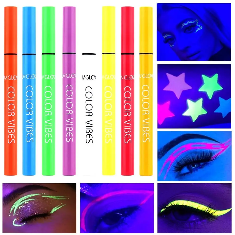 Eyeliner fluorescente Uv senza sbavature Glow in Dark Body Art Paint matita Eyeliner colorata viola giallo di lunga durata