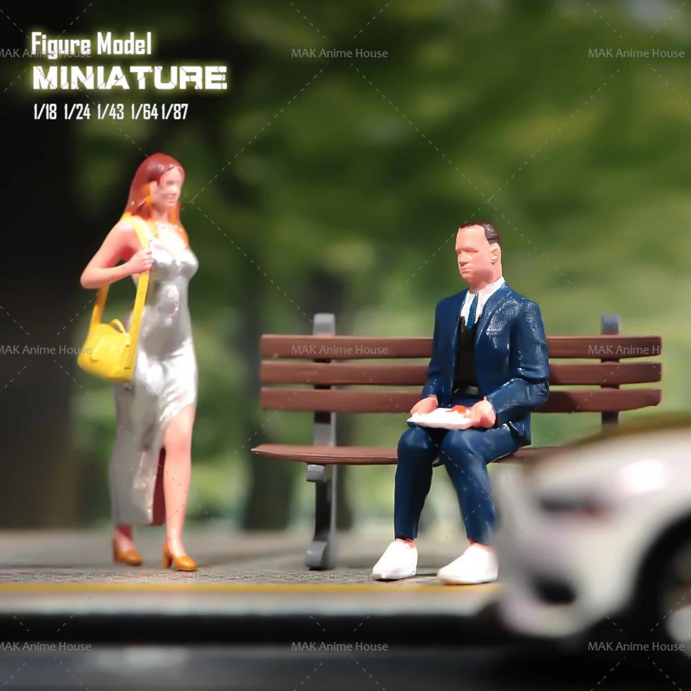 Painted Miniatures 1/64 1/87 1/43 1/24 1/18 Figure Sitting Man Backpack Walking Woman Doll Model For Car Vehicles Toys Creative