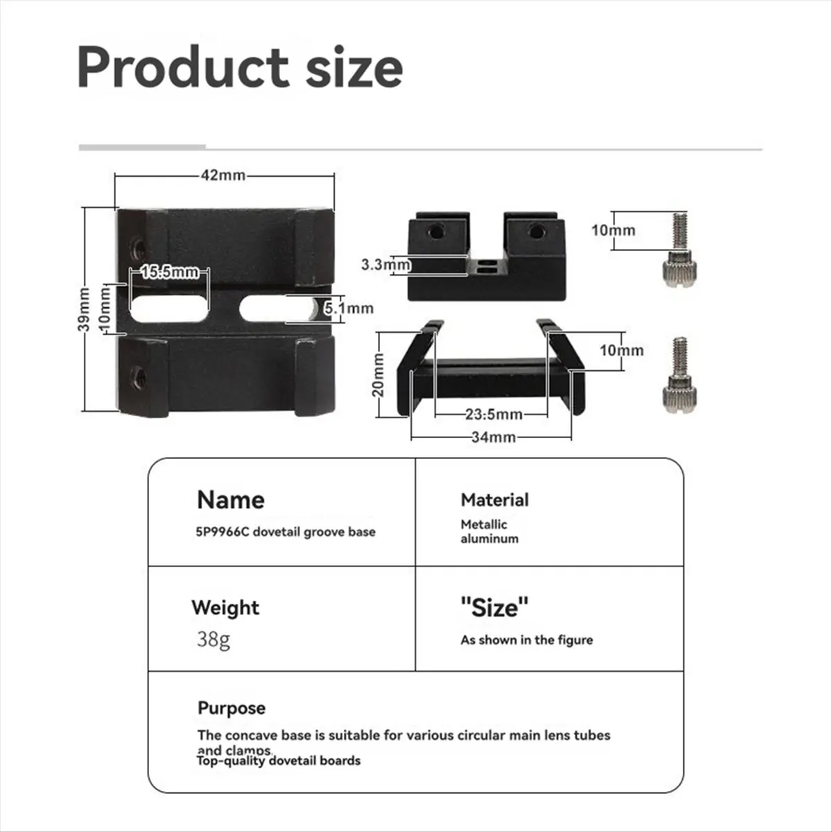 A72U Metal Dovetail Slot Star Search Slot Finder Mirror Base Astronomical Telescope Accessories