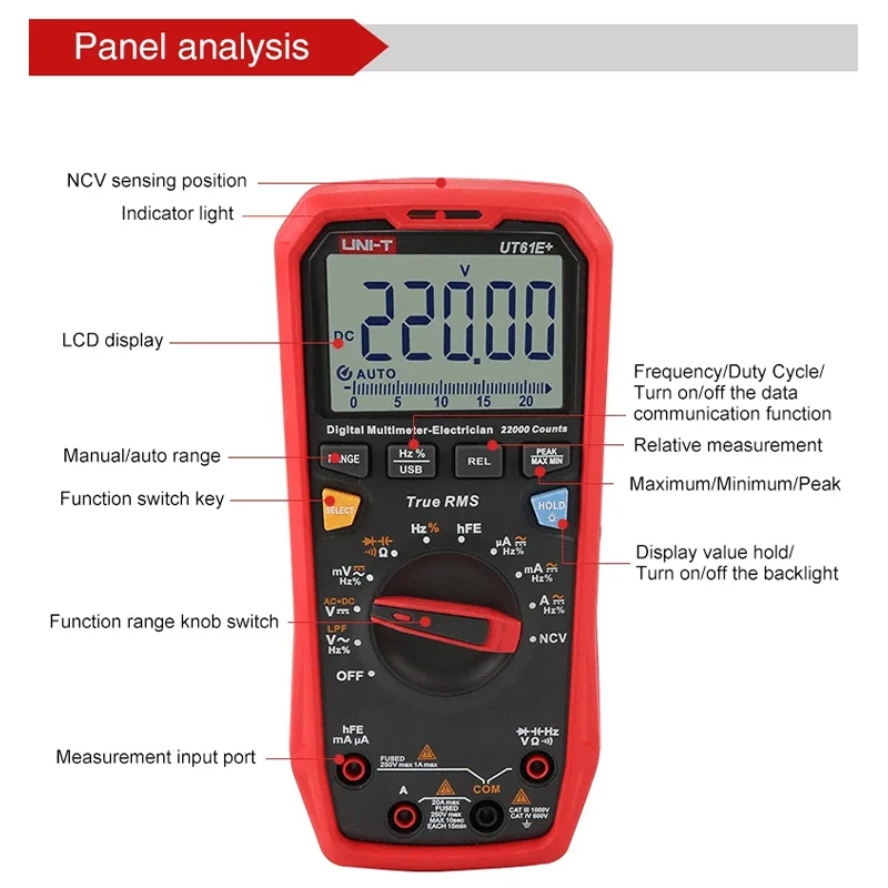 UNI-T UT61E + UT61D + UT61B + UT33A UT33B UT33C UT33D Plus المهنية الرقمية المتعددة صحيح RMS السيارات المتعدد