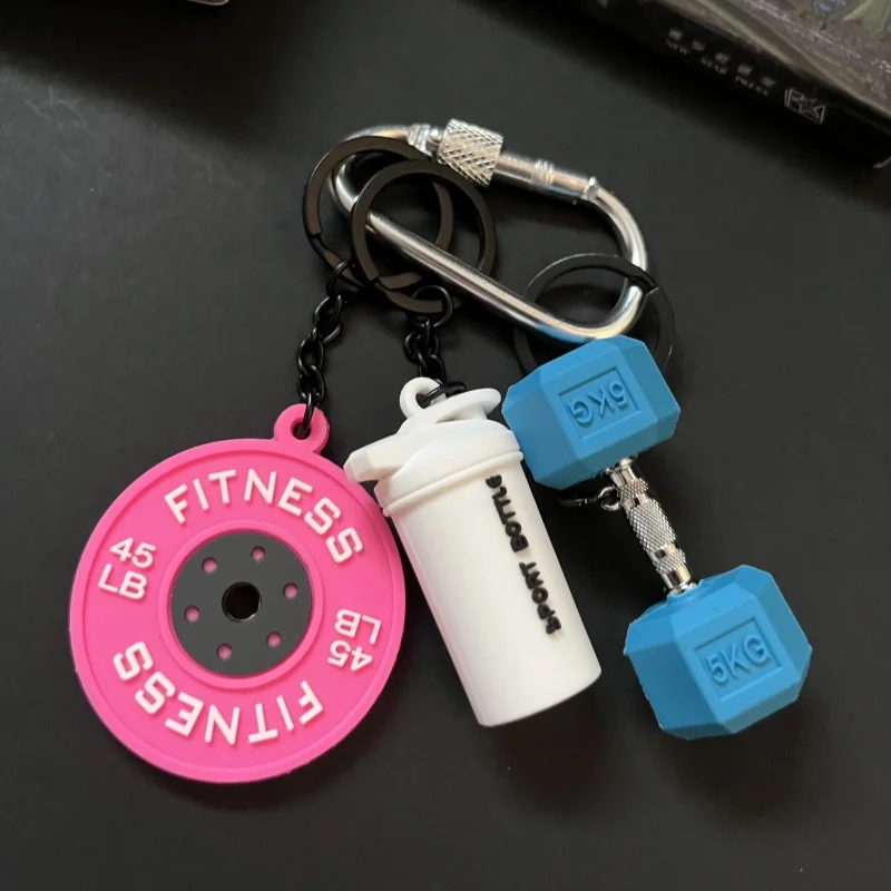 Neuer Modischer Fitness-Hantel-Schlüsselanhänger 3D Mini Simulierte Boxhandschuhe Schlüsselring mit Schloss Luxuriöser Taschenanhänger Dekoration – Detail 7