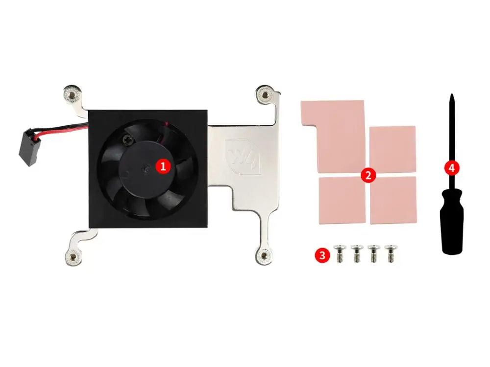 Low-Profile CPU Cooling Fan for Raspberry Pi 4B, 3B+, 3B, with Aluminum Alloy Bracket, Low Noise, Better Cooling