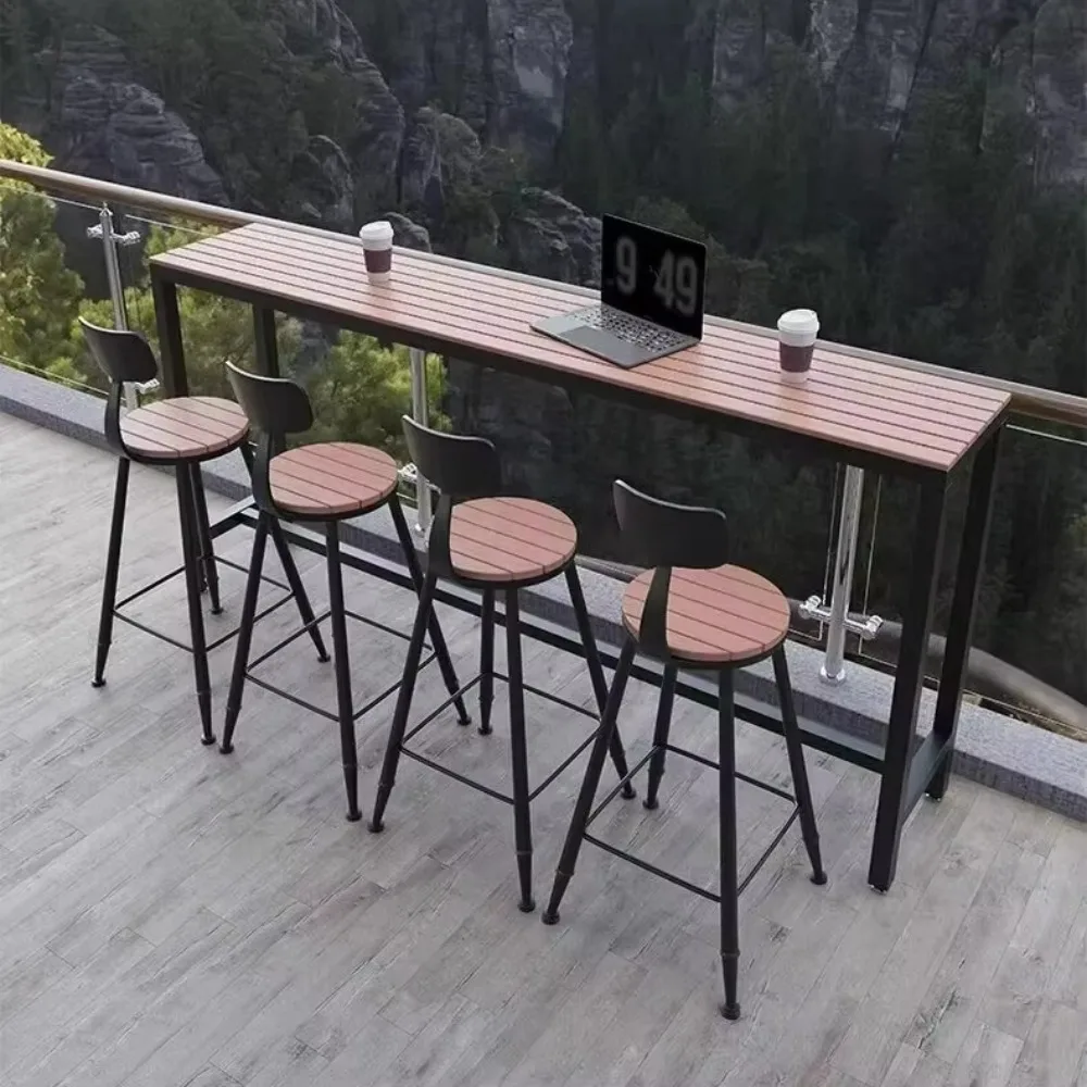 

Современные деревянные высокие ножки, уличные высокие барные столы и 4 стула, домашний декор, длинный стол для патио, уличный длинный стол для кухни, бара для завтрака