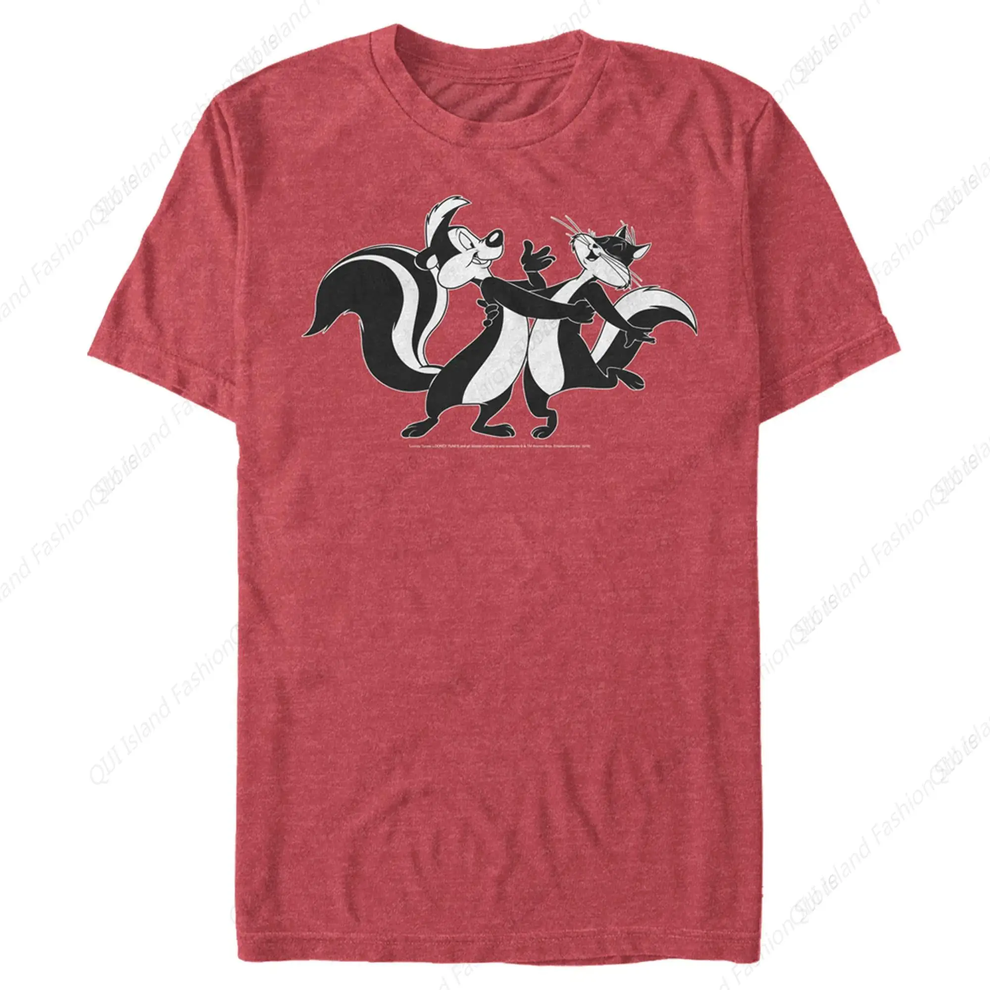 Men's Looney Tunes Pepé Le Pew and Penelope Dancing T-Shirt - Red