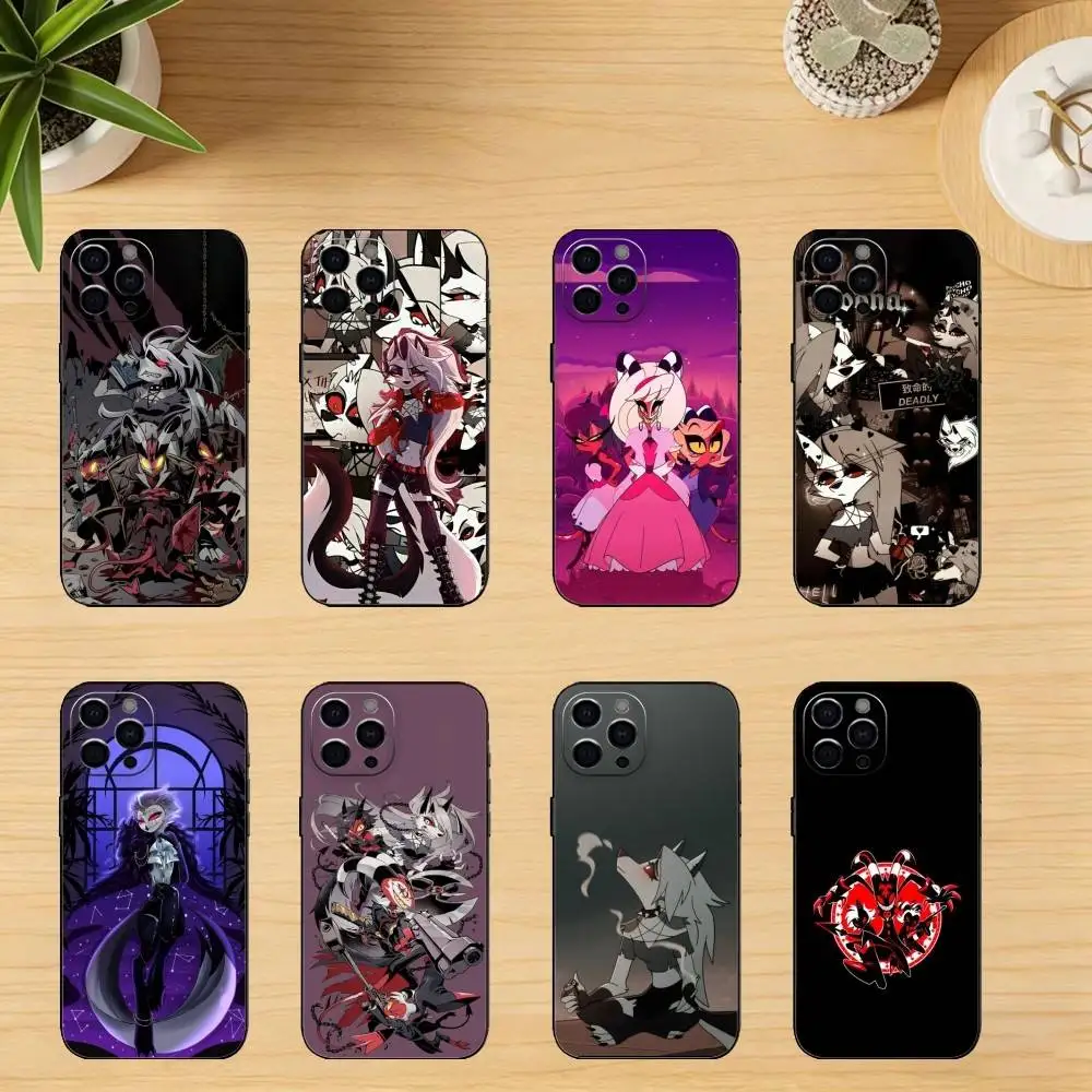 

H-Helluva Boss Cartoon Phone Case For iPhone 17,16,15,14,13,12,11 Plus,Pro,Max,XS Silicone black Soft Cover