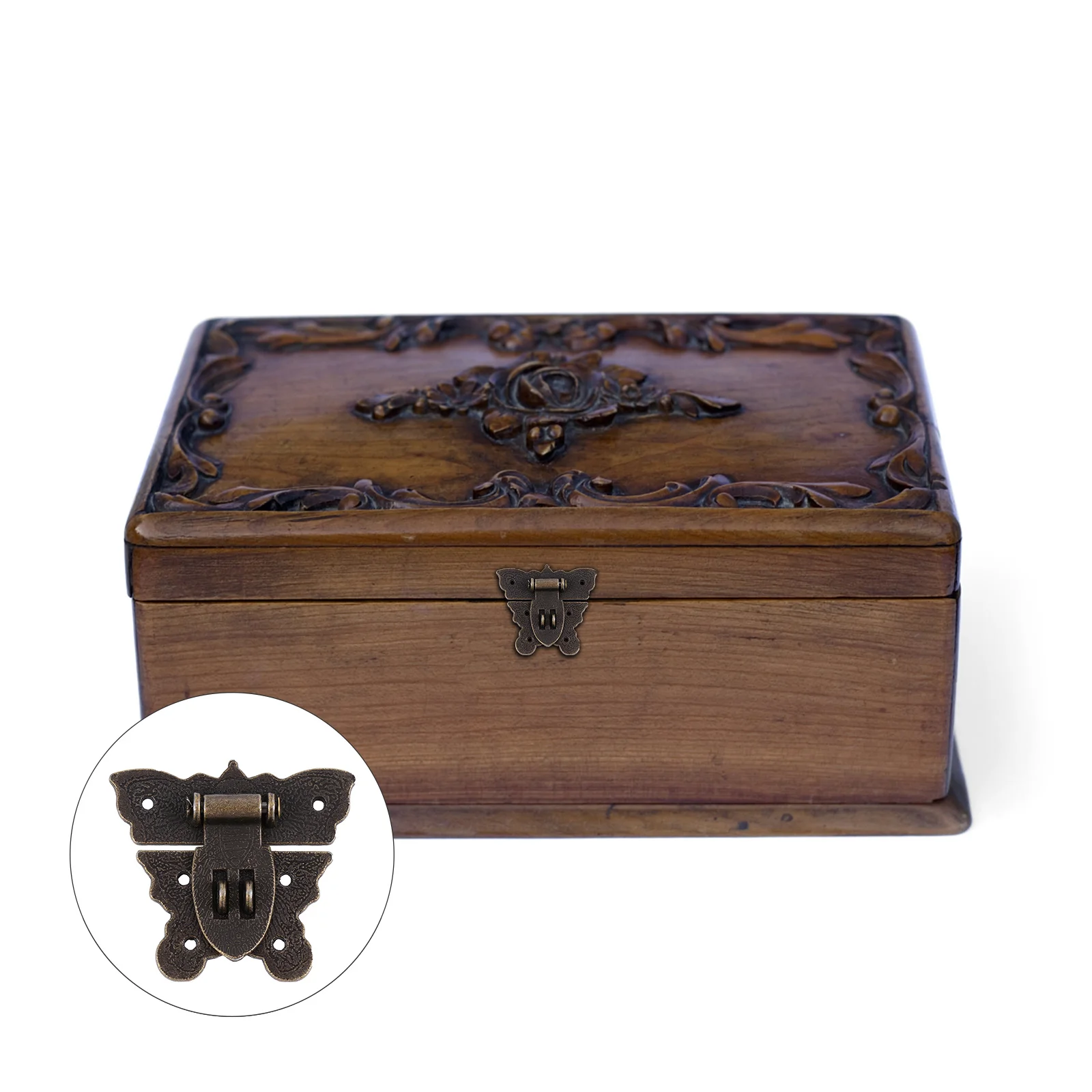 2 قطعة قفل مشبك الفراشة البرونزية الرجعية سبائك الزنك لصندوق مجوهرات خمر علبة خشبية خزانة الصدر الأجهزة التبعي