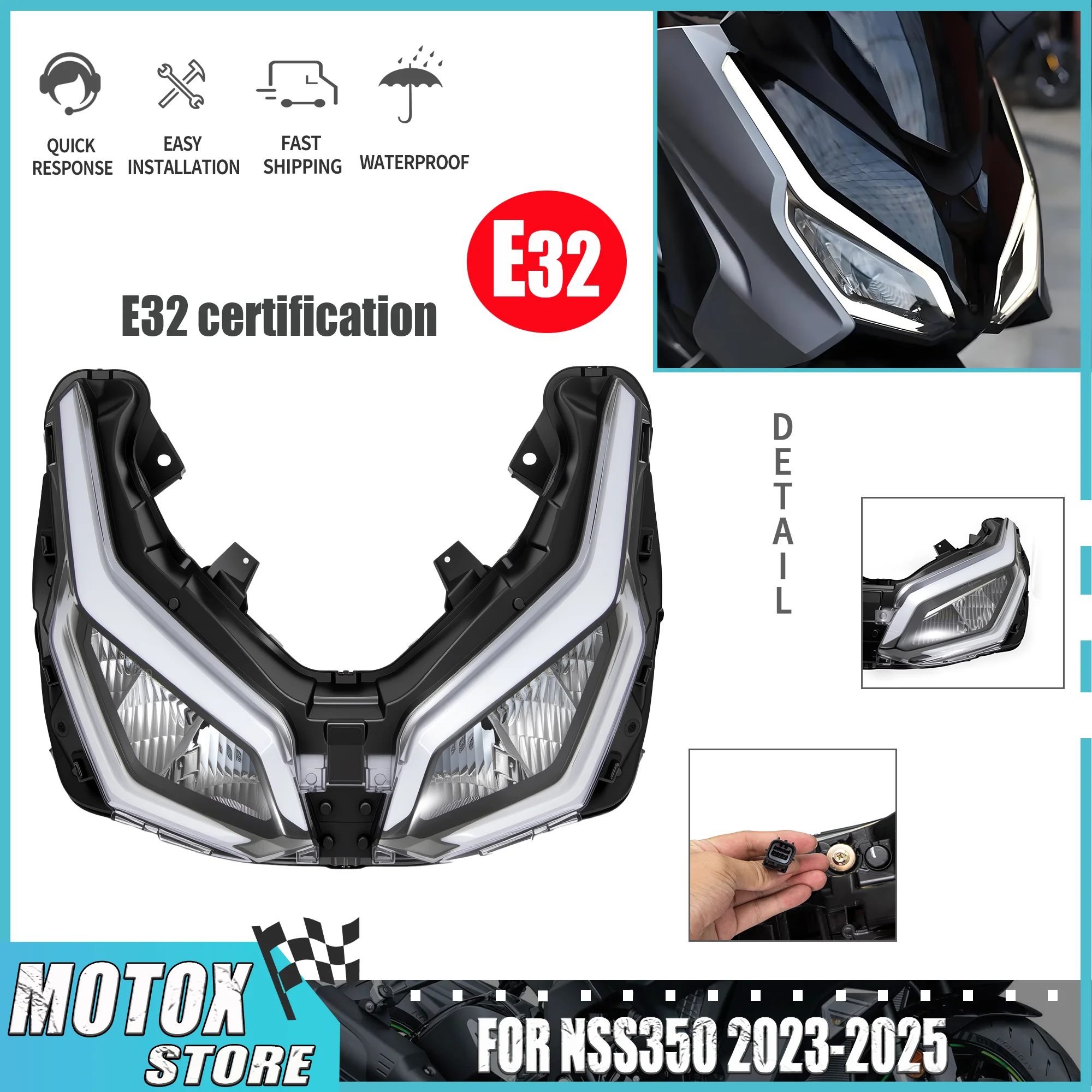 Motorcycle LED Front Head Lights Assembly For Forza NSS350 FORZA125 NSS125 Headlight HONDA FORZA350 NSS350 2023 2024 2025