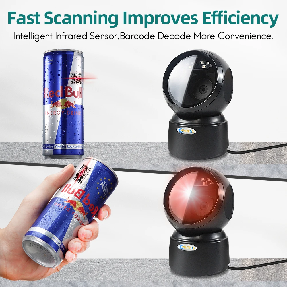 Tốc Độ Quét Mã Vạch Hình Nền Tảng Máy Tính Để Bàn Máy Quét 1D 2D Mã QR Reader USB Đa Hướng