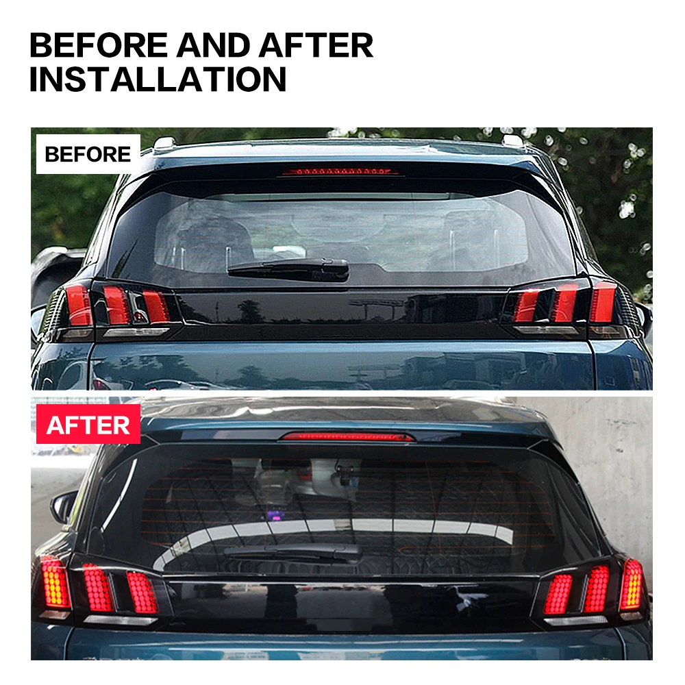 

6 шт. аксессуаров для стайлинга автомобиля: защитные наклейки-сетки для задних фонарей Peugeot 3008 GT 2016-2023