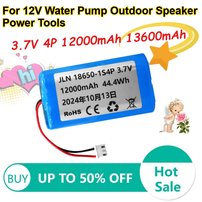 

18650 3.7V Lithium Battery Pack 4P 12000mAh 13600mAh for 12V Water Pump Outdoor Speaker Power Tools Rechargeable Batteries