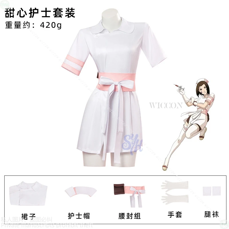 أنيمي لعبة Nohara Rin تأثيري الحلو ممرضة زي Kawaii مثير فستان قصير الوردي الأبيض لوليتا جوارب لطيف حفلة الهالوين كوس