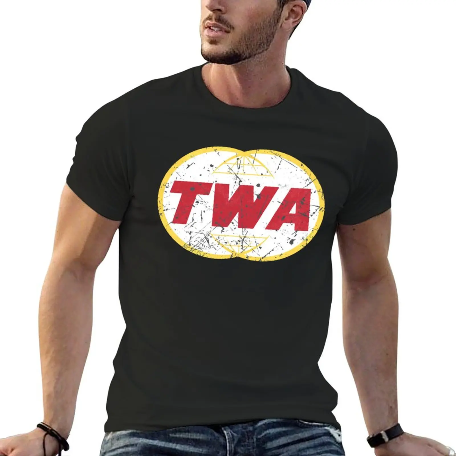 

TWA Aviation T-Shirt quick drying hippie clothes plus size tops blanks clothing for men