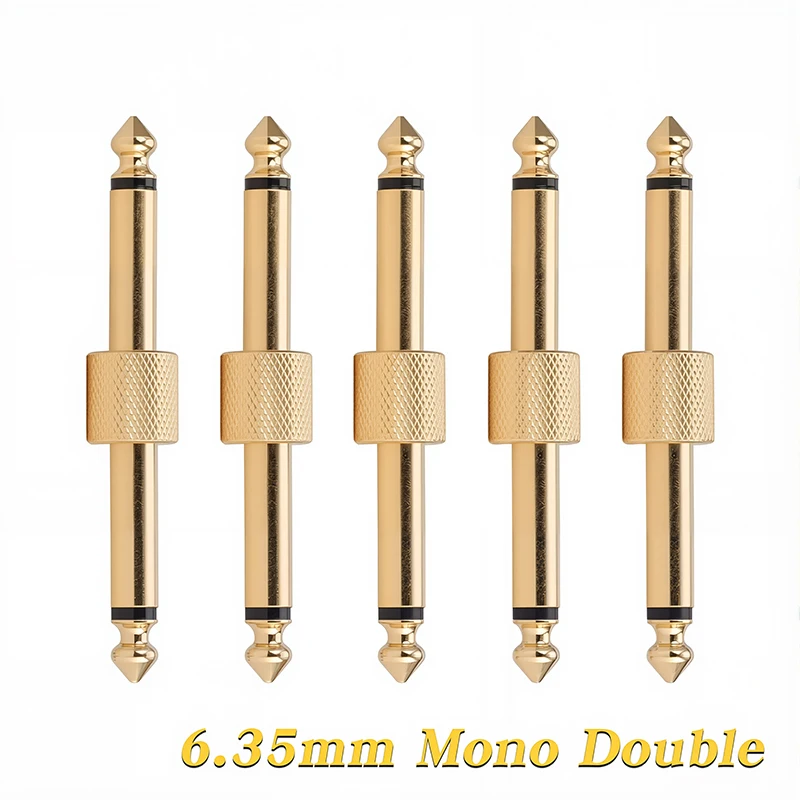 2pcs Guitar Effect Pedal Jack Connector Plug 6.35mm Metal Solder Connection Coupler Crank Jumper Patch