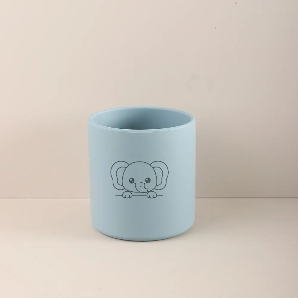 Новая детская силиконовая чашка для воды с гравировкой из мультфильма, 210 мл, без BPA, безопасная тренировочная чашка со слоном, простая чашка для кормления