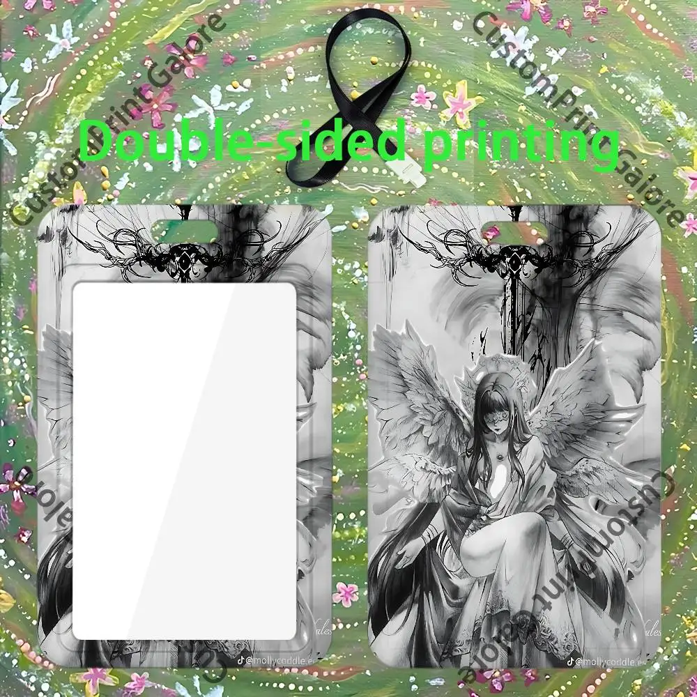 Cyber Sigil Angel Cross Transparent PVC  ID Card Sleeve Badge Dustproof Case For Staff School Student Work Card view 6