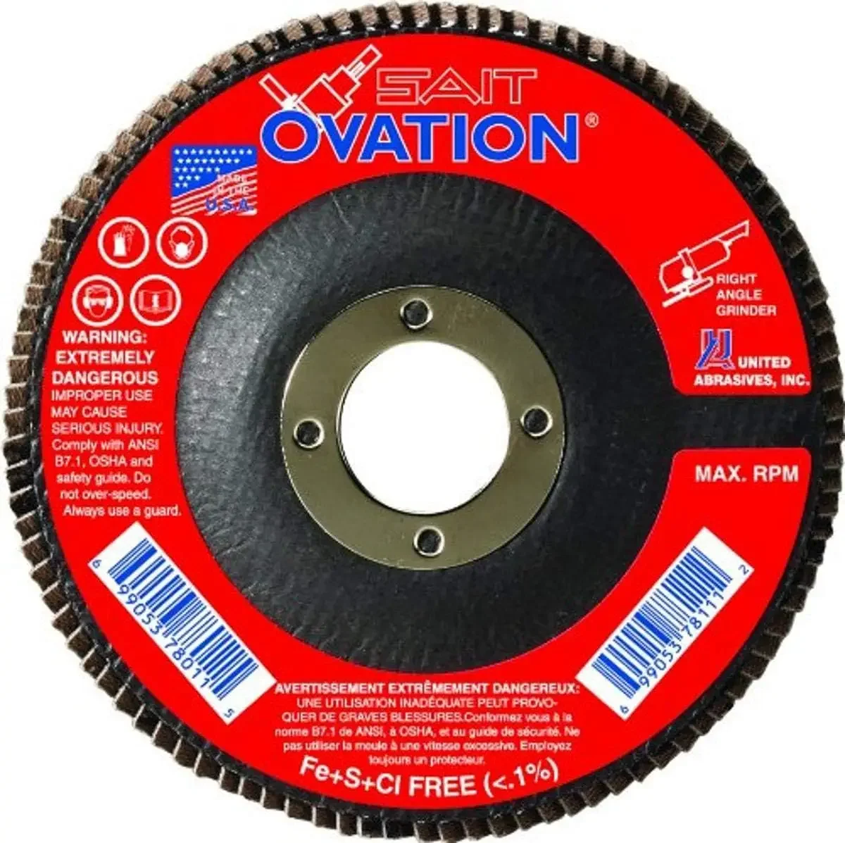 Abrasivos - SAIT 78036 Ovation Flap Disc, 6 polegadas por 7/8 polegadas, 40 grãos, pacote com 10