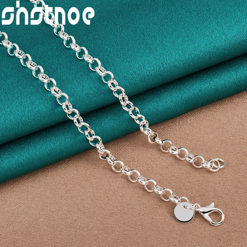 SHSTONE 925 Sterling Silver okrągły łańcuszek z fasolą naszyjnik dla kobiet wysokiej jakości biżuteria ślubna zaręczynowa — zdjęcie 6