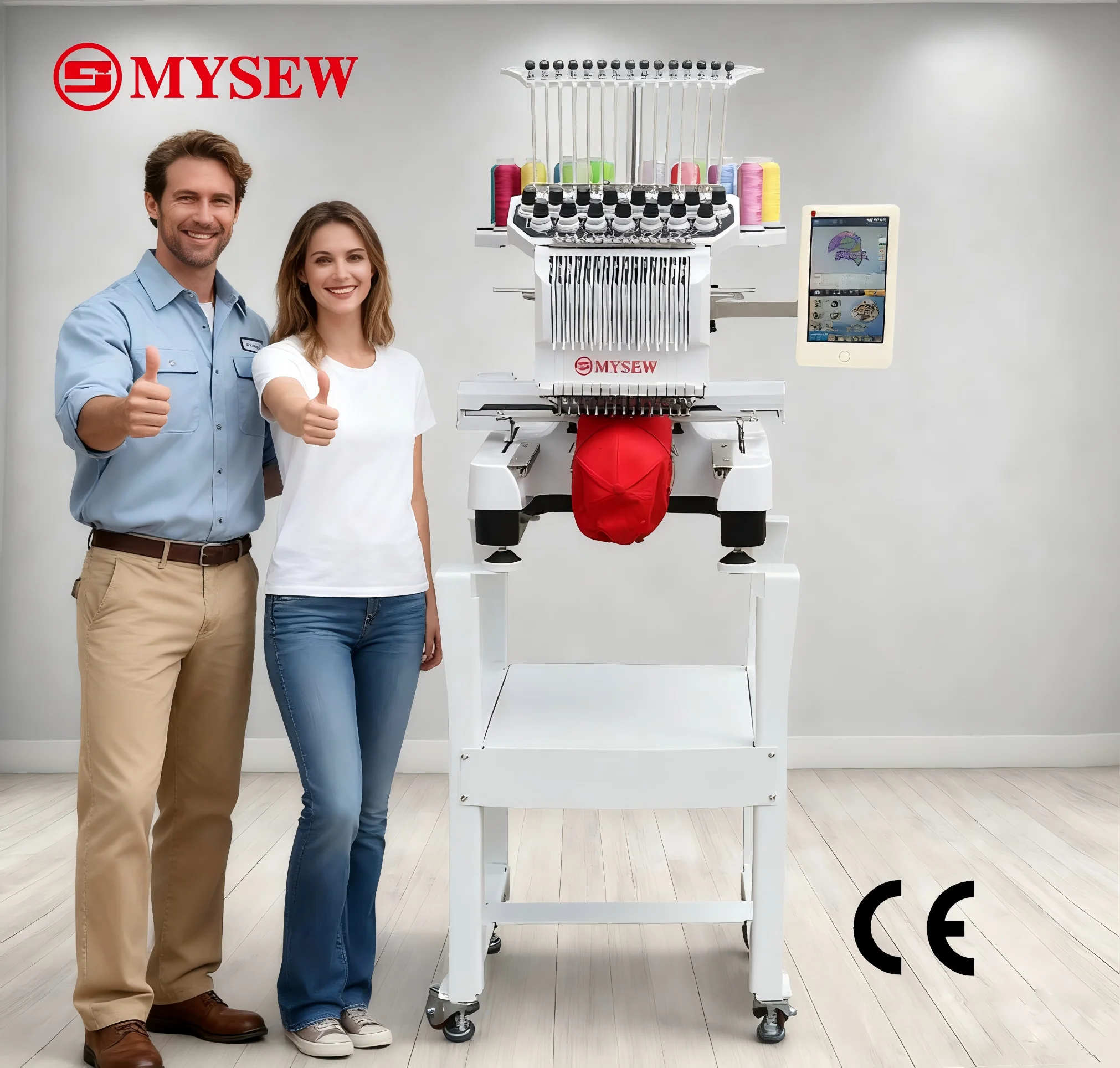 MYSEW MFS1500 High Speed Single Head 15  s Automatic Computerized  Industrial Embroidery Machine for Hat Cap Tshirt