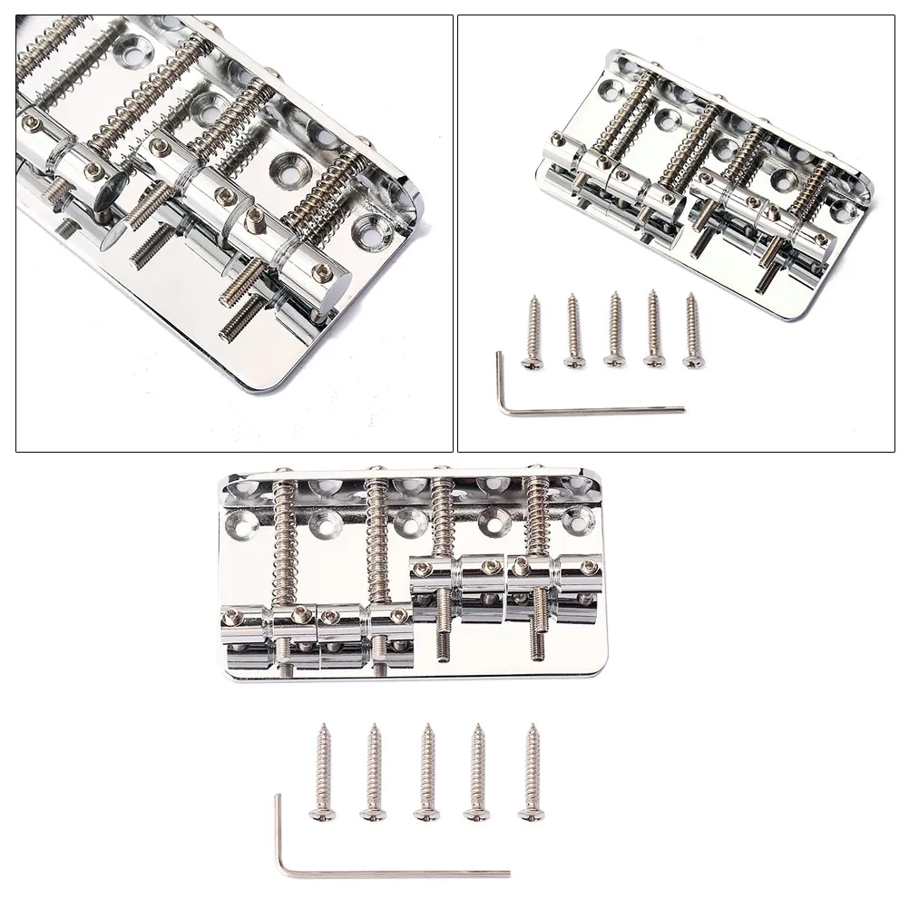

Professional 4 String Bass Bridge Vintage Style for Jazz Guitar Height Adjustable Top Load Solid Metal Tone Enhancement