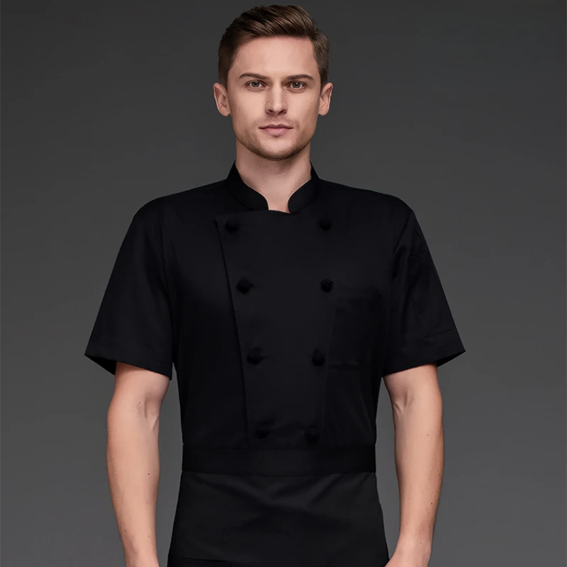 Giacca da cuoco uomo donna manica corta cucina cuoco camicia Baker barman ristoranti cameriere uniforme