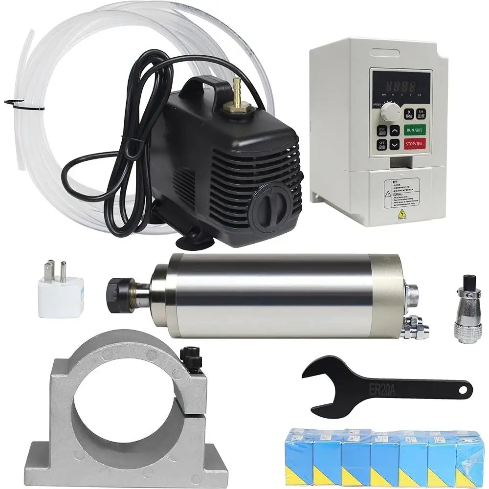 2.2KW Water Cooled CNC Spindle Motor Kit ER20 24000RPM VFD Inverter 220V 80MM Precision Cutting Tool