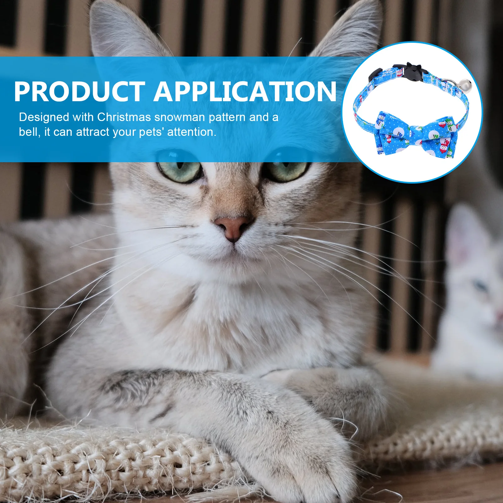 

Lovely Pet Collar Cat Bowtie Collar Christmas Snowman Pattern Premium Polyester Material Safe Durable for Kitten Party Decor