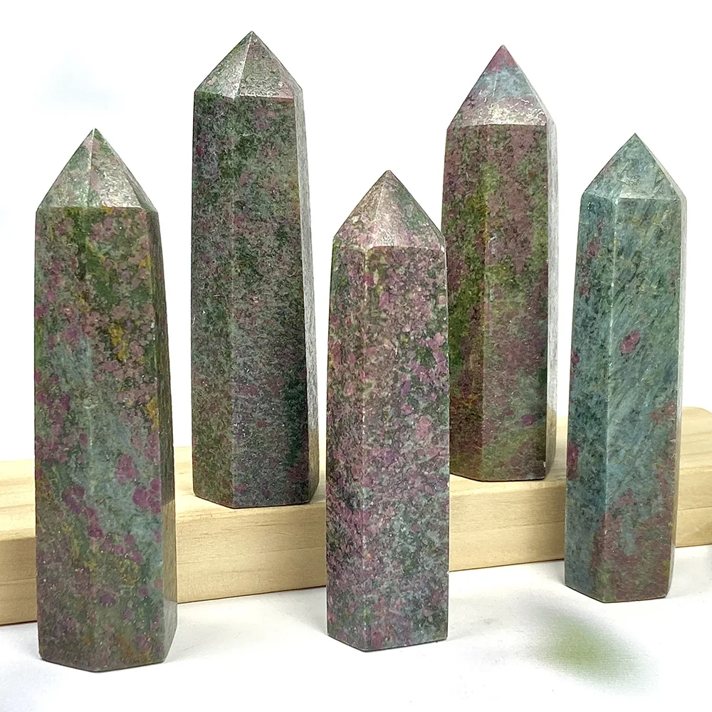Natural Ruby Zoisite Crystal Tower Point | Healing Crystal Wand | Witchcraft Spiritual Gemstone | Home Room Decor & Unique Gift