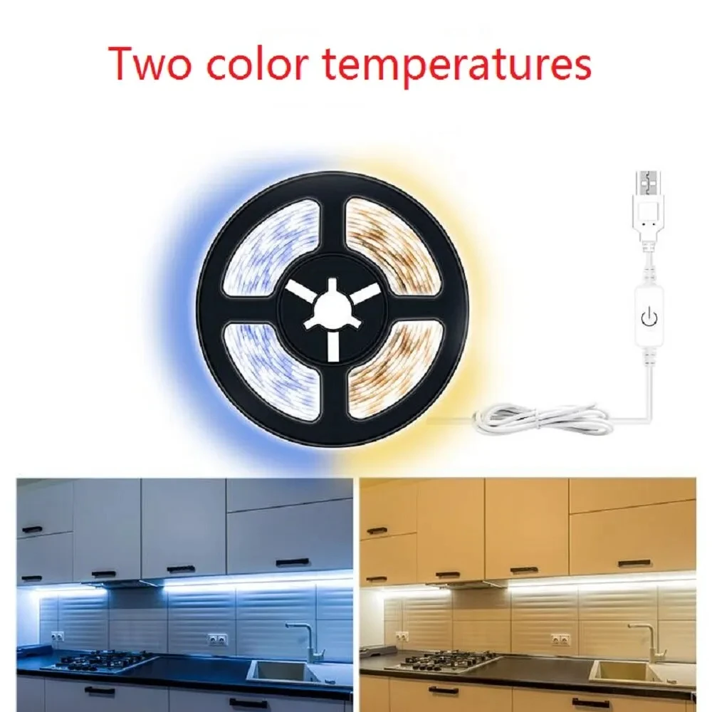 Adjustable touch-sensitive cool white and warm LED strip light 2835 indoor lighting bare panel flexible light mirror lighting