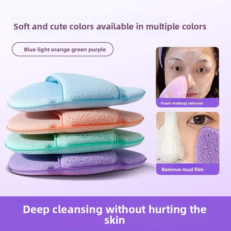 Portable Super Large Face Cleansing Puff with Hand Insertion Pocket Expands in Water for Makeup Removal and Deep Cleaning